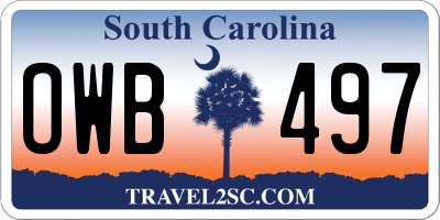 SC license plate OWB497