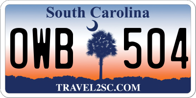SC license plate OWB504