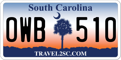 SC license plate OWB510
