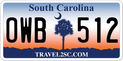 SC license plate OWB512