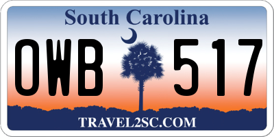 SC license plate OWB517