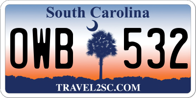 SC license plate OWB532