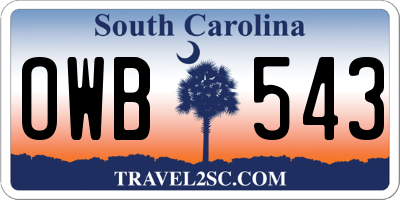SC license plate OWB543