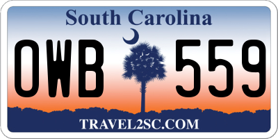 SC license plate OWB559