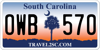 SC license plate OWB570