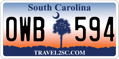SC license plate OWB594