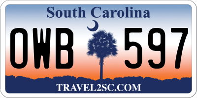 SC license plate OWB597
