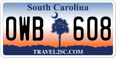 SC license plate OWB608