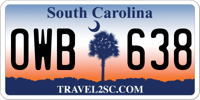 SC license plate OWB638