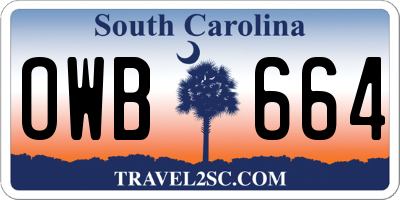 SC license plate OWB664