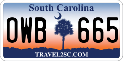 SC license plate OWB665