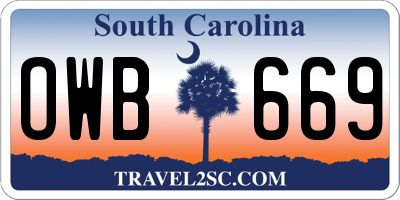SC license plate OWB669