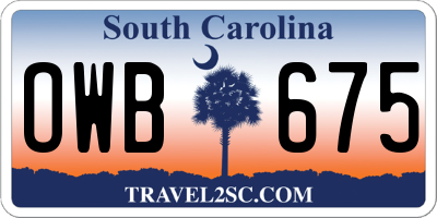SC license plate OWB675