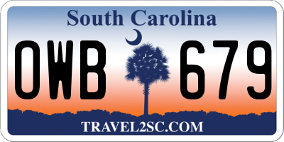 SC license plate OWB679