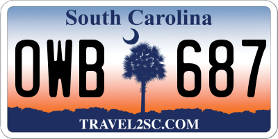 SC license plate OWB687