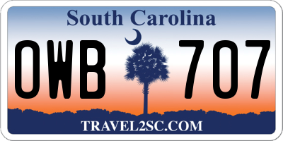 SC license plate OWB707