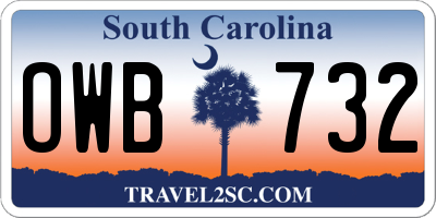 SC license plate OWB732