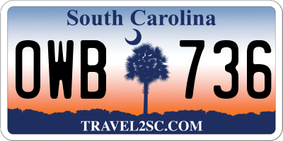 SC license plate OWB736