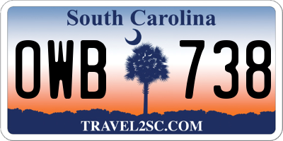 SC license plate OWB738