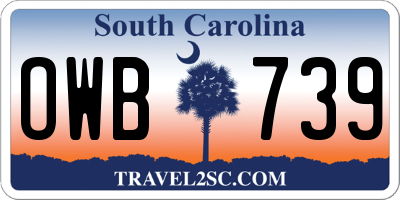 SC license plate OWB739