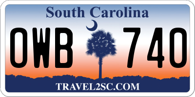 SC license plate OWB740