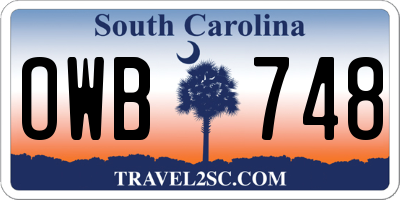 SC license plate OWB748