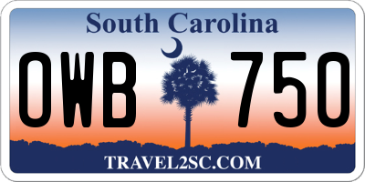 SC license plate OWB750