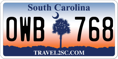 SC license plate OWB768