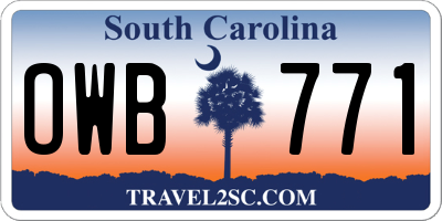 SC license plate OWB771