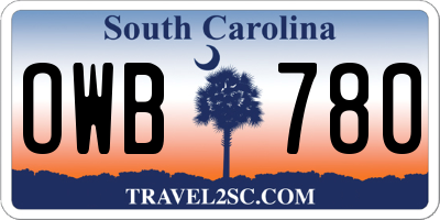 SC license plate OWB780