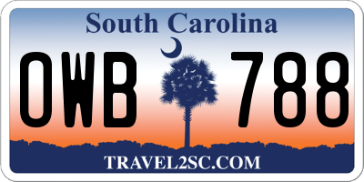 SC license plate OWB788
