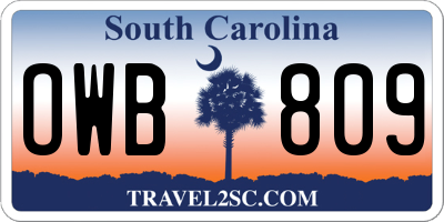 SC license plate OWB809