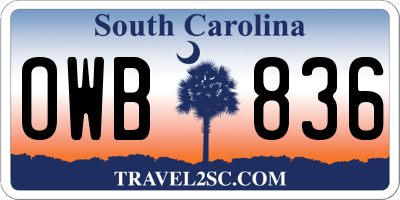 SC license plate OWB836