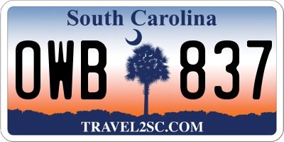 SC license plate OWB837