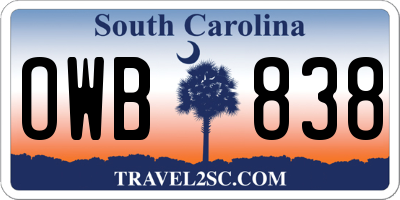 SC license plate OWB838