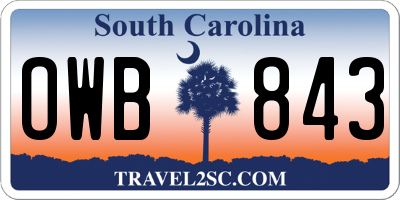 SC license plate OWB843