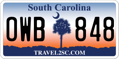 SC license plate OWB848