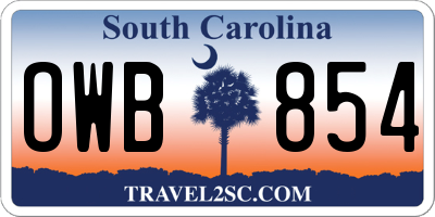 SC license plate OWB854