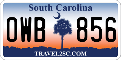 SC license plate OWB856