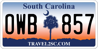 SC license plate OWB857