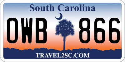 SC license plate OWB866