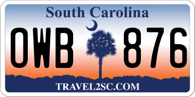 SC license plate OWB876
