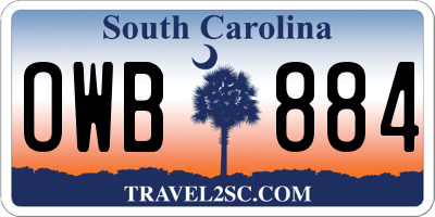 SC license plate OWB884