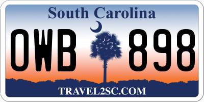 SC license plate OWB898