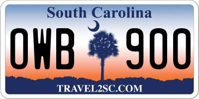 SC license plate OWB900