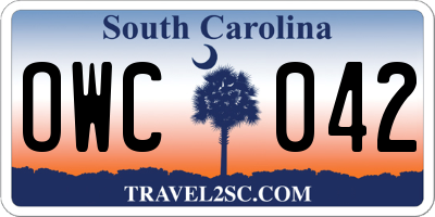 SC license plate OWC042