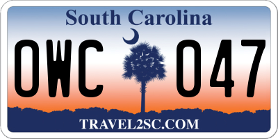 SC license plate OWC047