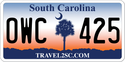 SC license plate OWC425