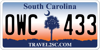 SC license plate OWC433