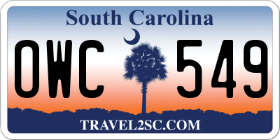 SC license plate OWC549